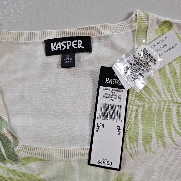 Kasper Palm Print Sleeveless Top - Size XL - NWT - Picture 8 of 10